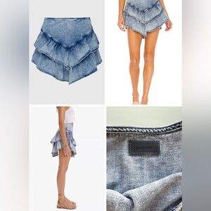Mother Denim “The Ruffle Mini” Skirt in Action Shot Wash – Size 26